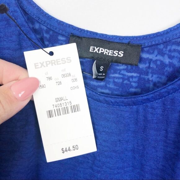 EXPRESS | NEW Blue & Black Bodycon Sleeveless Mini Dress Women’s Size Small - Picture 4 of 6